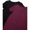Amazon Essentials Women’s Short-Sleeve Scoopneck Tunic Tops T-Shirt, Stretchy, Pack of 2(Black/Burgundy)