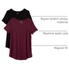 Amazon Essentials Women’s Short-Sleeve Scoopneck Tunic Tops T-Shirt, Stretchy, Pack of 2(Black/Burgundy)