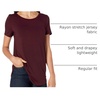 Amazon Essentials Women’s Short-Sleeve Scoopneck Tunic Tops T-Shirt, Stretchy, Pack of 2(Bright Pink/Burgundy)