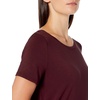 Amazon Essentials Women’s Short-Sleeve Scoopneck Tunic Tops T-Shirt, Stretchy, Pack of 2(Bright Pink/Burgundy)