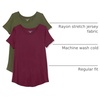 Amazon Essentials Women’s Short-Sleeve Scoopneck Tunic Tops T-Shirt, Stretchy, Pack of 2(Burgundy/Dark Olive)