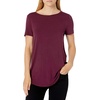 Amazon Essentials Women’s Short-Sleeve Scoopneck Tunic Tops T-Shirt, Stretchy, Pack of 2(Burgundy/Dark Olive)