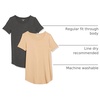 Amazon Essentials Women’s Short-Sleeve Scoopneck Tunic Tops T-Shirt, Stretchy, Pack of 2(Charcoal Heather/Light Camel)