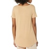 Amazon Essentials Women’s Short-Sleeve Scoopneck Tunic Tops T-Shirt, Stretchy, Pack of 2(Charcoal Heather/Light Camel)