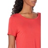 Amazon Essentials Women’s Short-Sleeve Scoopneck Tunic Tops T-Shirt, Stretchy, Pack of 2(Charcoal Heather/Red Coral)