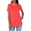 Amazon Essentials Women’s Short-Sleeve Scoopneck Tunic Tops T-Shirt, Stretchy, Pack of 2(Charcoal Heather/Red Coral)
