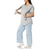 Amazon Essentials Women’s Short-Sleeve Scoopneck Tunic Tops T-Shirt, Stretchy, Pack of 2(Light Grey Heather/Tomato Red)