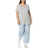 Amazon Essentials Women’s Short-Sleeve Scoopneck Tunic Tops T-Shirt, Stretchy, Pack of 2(Light Heather Grey / Tomato Red)