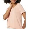 Amazon Essentials Women’s Short-Sleeve Scoopneck Tunic Tops T-Shirt, Stretchy, Pack of 2(Navy / Coral Pink)
