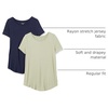 Amazon Essentials Women’s Short-Sleeve Scoopneck Tunic Tops T-Shirt, Stretchy, Pack of 2(Navy / Light Sage Green)