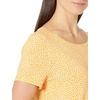 Amazon Essentials Women’s Short-Sleeve Scoopneck Tunic Tops T-Shirt, Stretchy, Pack of 2(Navy/Yellow Tulips)