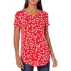 Amazon Essentials Women’s Short-Sleeve Scoopneck Tunic Tops T-Shirt, Stretchy, Pack of 2(Red Tossed Poppy/Navy)