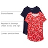 Amazon Essentials Women’s Short-Sleeve Scoopneck Tunic Tops T-Shirt, Stretchy, Pack of 2(Red Tossed Poppy/Navy)