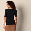 Amazon Essentials Women’s Slim Fit Half Sleeve Square Neck Cotton Modal T-Shirt(Black)