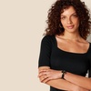Amazon Essentials Women’s Slim Fit Half Sleeve Square Neck Cotton Modal T-Shirt(Black)