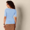 Amazon Essentials Women’s Slim Fit Half Sleeve Square Neck Cotton Modal T-Shirt(Blue Provence)