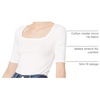 Amazon Essentials Women’s Slim Fit Half Sleeve Square Neck Cotton Modal T-Shirt(Bright White)