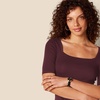 Amazon Essentials Women’s Slim Fit Half Sleeve Square Neck Cotton Modal T-Shirt(Burgundy)