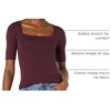 Amazon Essentials Women’s Slim Fit Half Sleeve Square Neck Cotton Modal T-Shirt(Burgundy)