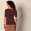Amazon Essentials Women’s Slim Fit Half Sleeve Square Neck Cotton Modal T-Shirt(Burgundy)