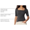 Amazon Essentials Women’s Slim Fit Half Sleeve Square Neck Cotton Modal T-Shirt(Charcoal Heather)