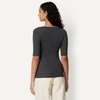 Amazon Essentials Women’s Slim Fit Half Sleeve Square Neck Cotton Modal T-Shirt(Charcoal Heather)