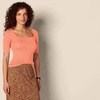 Amazon Essentials Women’s Slim Fit Half Sleeve Square Neck Cotton Modal T-Shirt(Clay)