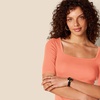 Amazon Essentials Women’s Slim Fit Half Sleeve Square Neck Cotton Modal T-Shirt(Clay)