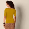 Amazon Essentials Women’s Slim Fit Half Sleeve Square Neck Cotton Modal T-Shirt(Dark Yellow)