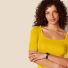 Amazon Essentials Women’s Slim Fit Half Sleeve Square Neck Cotton Modal T-Shirt(Dark Yellow)