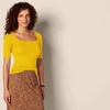 Amazon Essentials Women’s Slim Fit Half Sleeve Square Neck Cotton Modal T-Shirt(Dark Yellow)