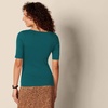 Amazon Essentials Women’s Slim Fit Half Sleeve Square Neck Cotton Modal T-Shirt(Green Botanical)