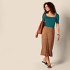 Amazon Essentials Women’s Slim Fit Half Sleeve Square Neck Cotton Modal T-Shirt(Green Botanical)
