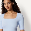 Amazon Essentials Women’s Slim Fit Half Sleeve Square Neck Cotton Modal T-Shirt(Light Blue)