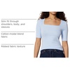 Amazon Essentials Women’s Slim Fit Half Sleeve Square Neck Cotton Modal T-Shirt(Light Blue)