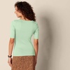 Amazon Essentials Women’s Slim Fit Half Sleeve Square Neck Cotton Modal T-Shirt(Light Green)