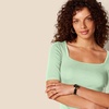 Amazon Essentials Women’s Slim Fit Half Sleeve Square Neck Cotton Modal T-Shirt(Light Green)