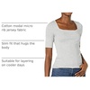 Amazon Essentials Women’s Slim Fit Half Sleeve Square Neck Cotton Modal T-Shirt(Light Grey Heather)