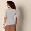 Amazon Essentials Women’s Slim Fit Half Sleeve Square Neck Cotton Modal T-Shirt(Light Grey Heather)
