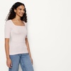 Amazon Essentials Women’s Slim Fit Half Sleeve Square Neck Cotton Modal T-Shirt(Light Pink)
