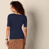Amazon Essentials Women’s Slim Fit Half Sleeve Square Neck Cotton Modal T-Shirt(Navy)
