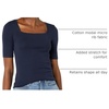 Amazon Essentials Women’s Slim Fit Half Sleeve Square Neck Cotton Modal T-Shirt(Navy)