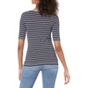 Amazon Essentials Women’s Slim Fit Half Sleeve Square Neck Cotton Modal T-Shirt(Navy/White  Stripe)