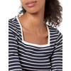 Amazon Essentials Women’s Slim Fit Half Sleeve Square Neck Cotton Modal T-Shirt(Navy/White  Stripe)