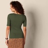 Amazon Essentials Women’s Slim Fit Half Sleeve Square Neck Cotton Modal T-Shirt(Olive)