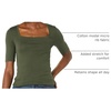 Amazon Essentials Women’s Slim Fit Half Sleeve Square Neck Cotton Modal T-Shirt(Olive)