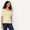 Amazon Essentials Women’s Slim Fit Half Sleeve Square Neck Cotton Modal T-Shirt(Pastel Yellow)