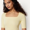 Amazon Essentials Women’s Slim Fit Half Sleeve Square Neck Cotton Modal T-Shirt(Pastel Yellow)