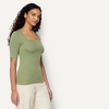 Amazon Essentials Women’s Slim Fit Half Sleeve Square Neck Cotton Modal T-Shirt(Sage Green)