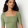 Amazon Essentials Women’s Slim Fit Half Sleeve Square Neck Cotton Modal T-Shirt(Sage Green)